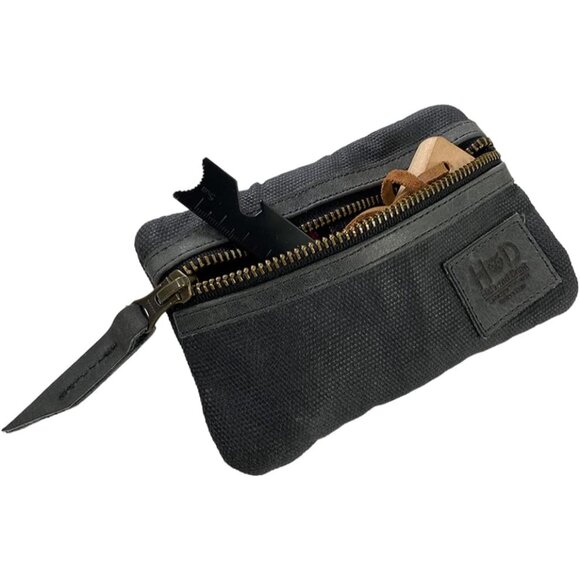 Compact Waxed Canvas Multi-Tool Pouch with 5 Pockets, Perfect for Camping - Picture 4 of 8